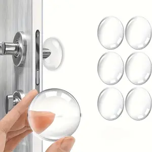 Clear 6pcs Shock-Absorbing Door Stop Wall Protectors - Noise-Reducing, Easy Install, Reusable for Home & Office