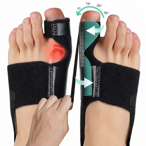 Instant Pain Relief: 2 Pack Adjustable Bunion Corrector Splint - Breathable Orthopedic Toe Straightener for Day & Night Use, Foot Corrector Supports Black