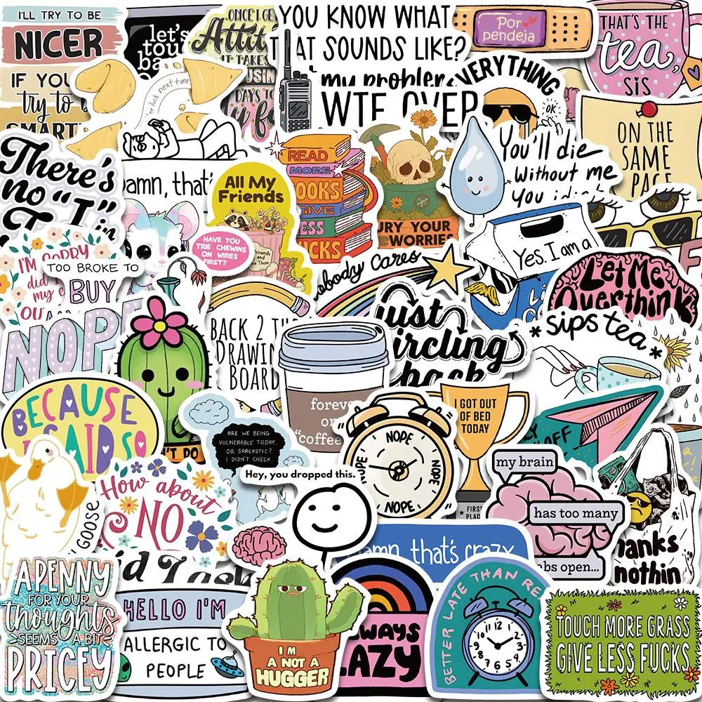 Sarcastic Sticker, 100pcs/set Creative English Graffiti Sticker, DIY Decorative Sticker for Phone, Computer, Guitar, Bag, Water Cup, Scrapbook