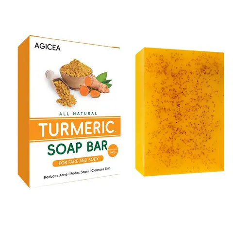 AGICEA Lemon Turmeric & Kojic Acid Brightening Bar Soap for Adults - Gentle Daily Citrus Scented Skin Cleanser with Lavender, Coconut Hydration, Tea Tree Acne Treatment, Dark Spot Remover, Glowing Radiance Booster
