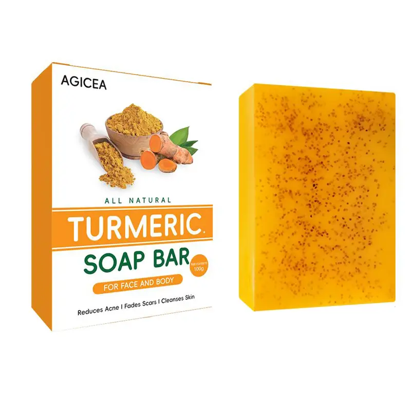 AGICEA Lemon Turmeric & Kojic Acid Brightening Bar Soap for Adults - Gentle Daily Citrus Scented Skin Cleanser with Lavender, Coconut Hydration, Tea Tree Acne Treatment, Dark Spot Remover, Glowing Radiance Booster