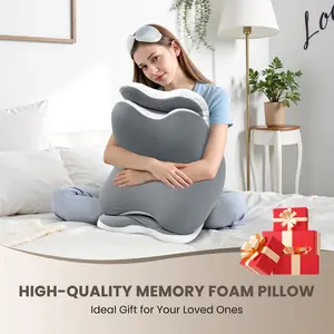 PKBD Ergonomic Memory Foam Pillow for Neck Pain Relief Orthopedic Cervical Support Cooling Breathable Cover Removable Washable for Side Back Stomach Sleepers