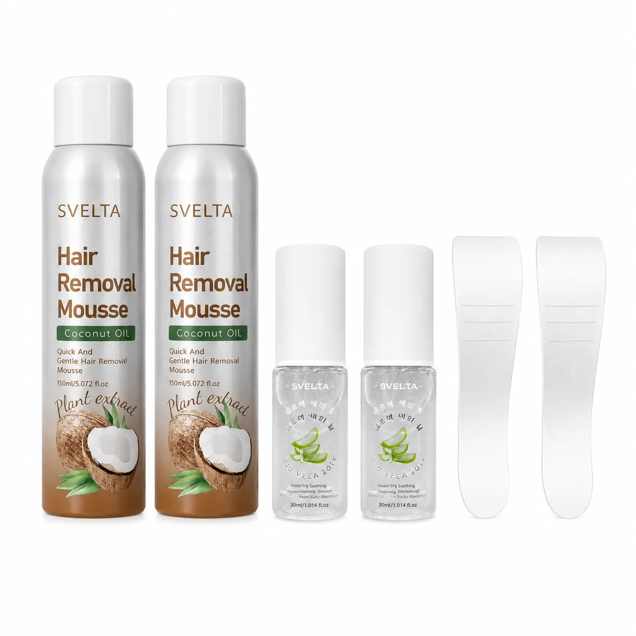2× Hair Removal Mousse Kit (2 Mousse + 2 Gel + 2 Scrapers)