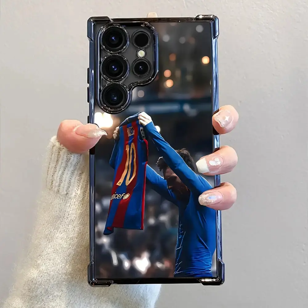 Messi Football Style 1-Piece Smartphone Case - High-Quality Shockproof Transparent Mobile Phone Accessory, Protector for Samsung S25,S24,S23,S22,S21,S20 FE Ultra Plus 4G/5G Multi-Model Devices