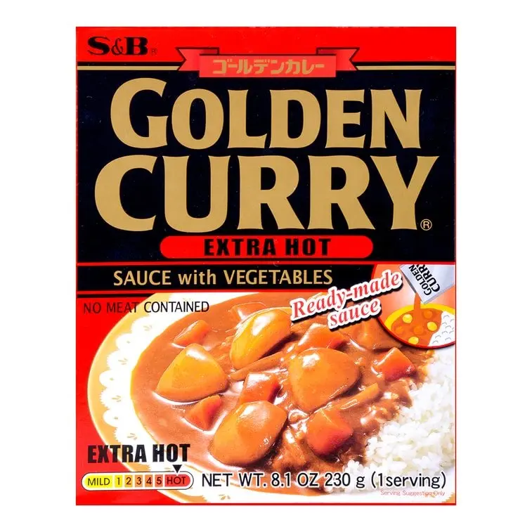 S&B Golden Curry Roux Mix - Extra Hot Spicy Spice Seasoning, 230g Ambient Cooking Paste for Meat Dishes, Suitable for Home Cooks & Adults