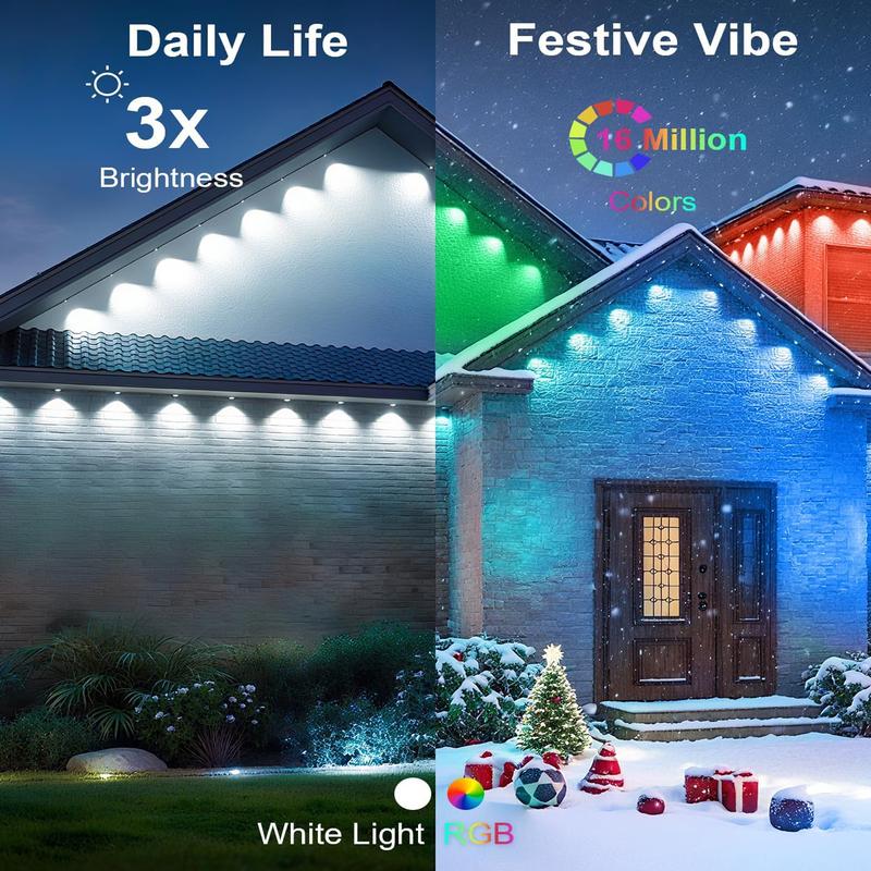 Permanent Outdoor Lights for House,RGB Eaves Lights with App & Remote Control, Outdoor String LED IP67 Waterproof for Christmas,  New Year, Holidays Roof Eaves House Garden Decor