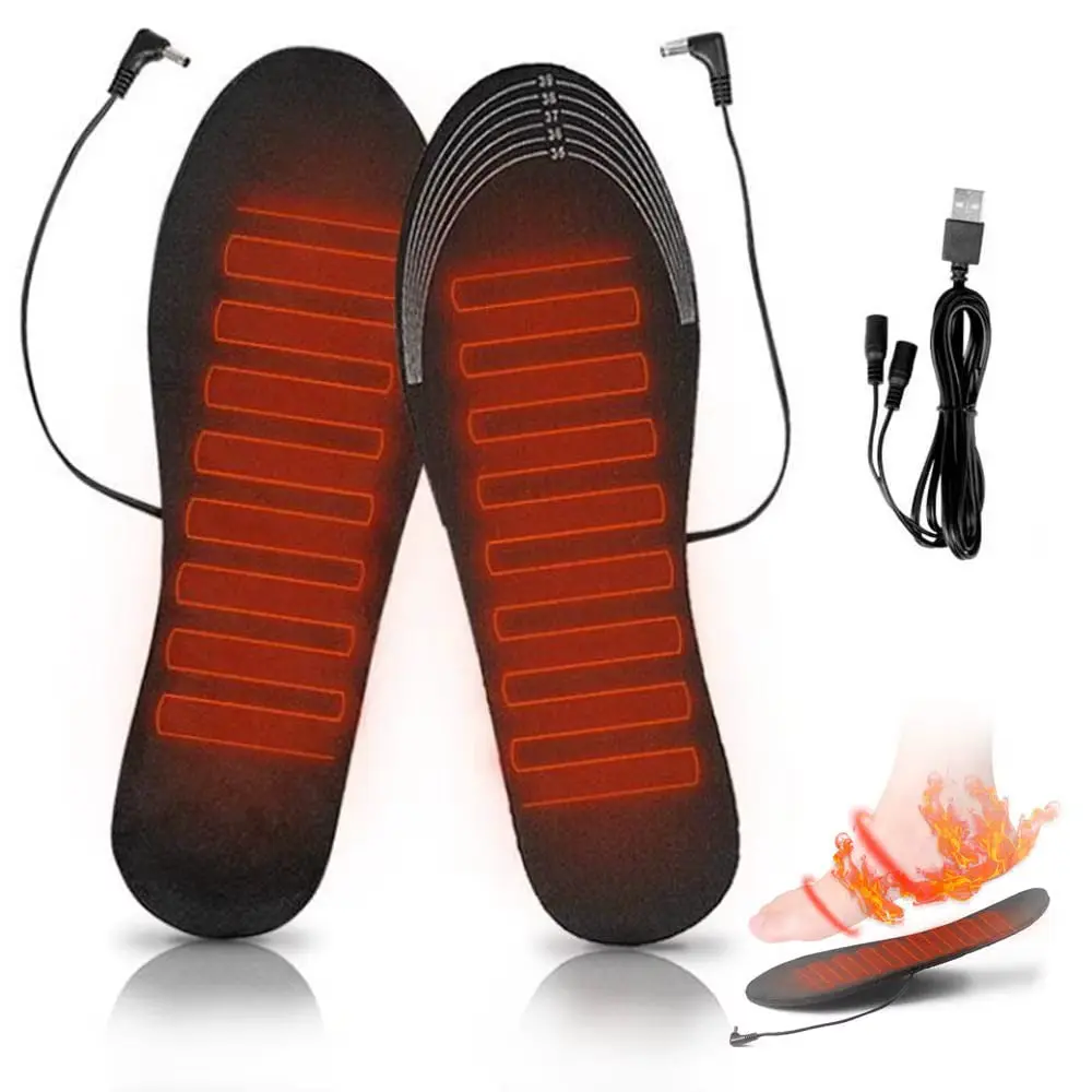 USB Rechargeable Electric Heated Shoe Insoles Warmer Foot Warmer Multiple Sizes for Women Men Winter Outdoor Shoveling Snow