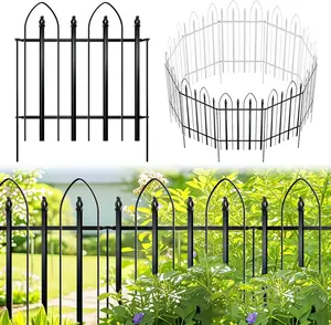 ARIFARO Garden Fence  Accessories 24" H x 24" W (5 Panels, Total 10 ft), Metal Fence Decorative Border Fence, Rustproof Landscape Fencing for Dog, Flower Bed, Yard, Patio, Animal Barrier