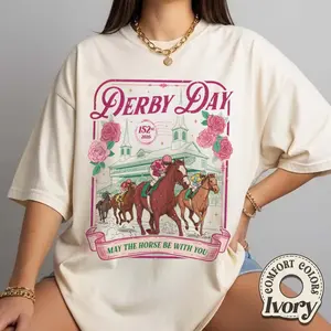 Derby Day Comfort Colors Shirt, Retro Horse Racing Graphic Tee, Derby Party TShirt