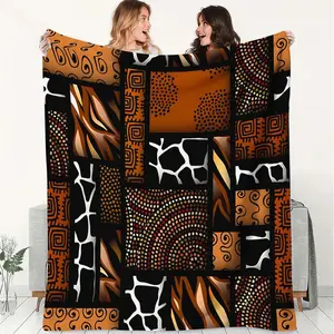 Tribal Vibes Blanket, Colorful Geometric Flannel Throw Blanket, Cozy Decorative Blanket for Home Decor, Camping, Traveling, and Office Warmth, Soft and Stylish Pattern for Any Space!