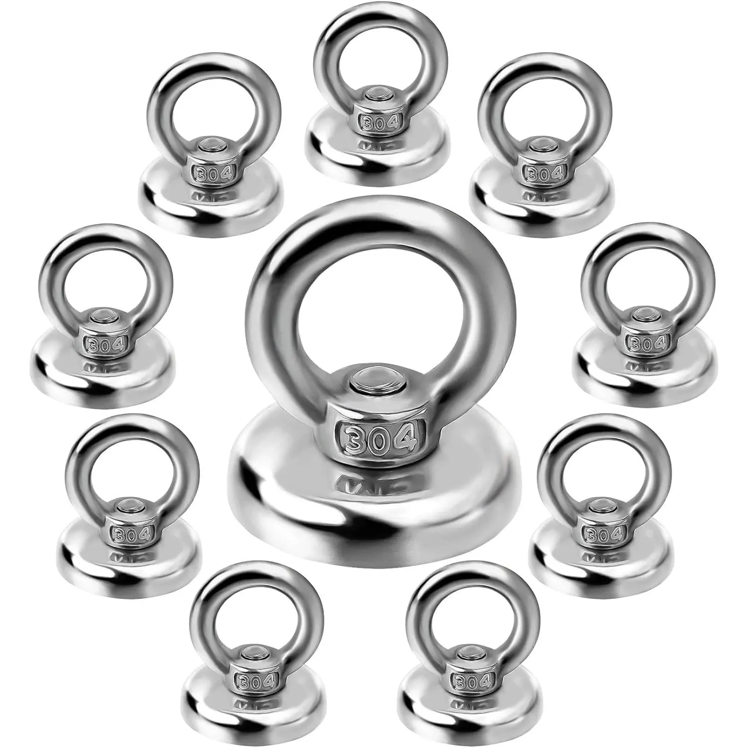 Magnetic Hooks Heavy Duty 10 Pack, 60 lbs Pulling Force Rare Earth Magnets with Countersunk Hole Eyebolt, Neodymium Magnet Hooks Heavy Duty for Home, Workplace, Garage, Kitchen and Office