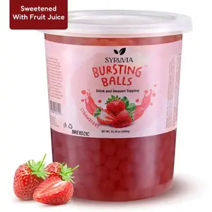 HOT! BREXONIC Strawberry Popping Boba Pearls, Sugar-Free Natural Organic Tapioca Drink Topping, 2 LB 1 Pack, Vegan Halal Ambient Room-Temp Cupboard-Stable, No Artificial Colors for Bubble Tea Drinks