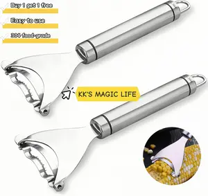 【2 Pack】Corn Peeler,Portable Corn Peeling Tool,Commercial-Grade Corn Shucker - Rustproof Steel Blade for Bulk Corn Processing