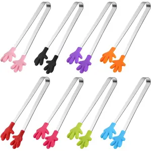 Small Tongs 5.1 Inch Mini Tongs for Kids Cute Kitchen Gadgets for Serving Candy Appetizers Snack Chip Pickle Fruit Ice Cube Great for Fine Motor Skills Utensils
