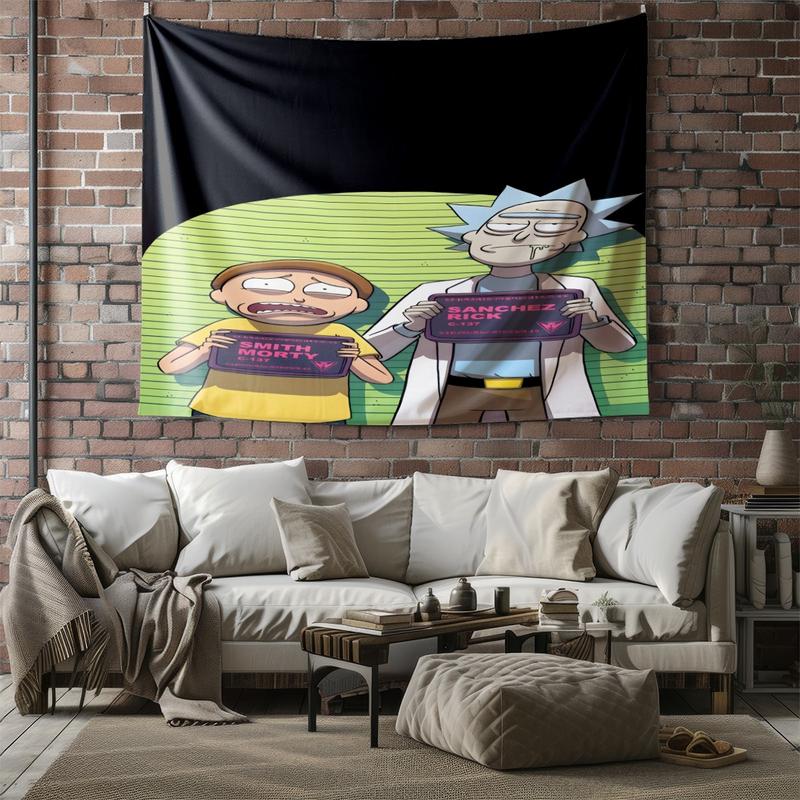 Rick And Morty Patterned Tapestries, Fashionable Room Flags, Unique Wall Art In The Living Room And Bedroom, Very Special Gifts