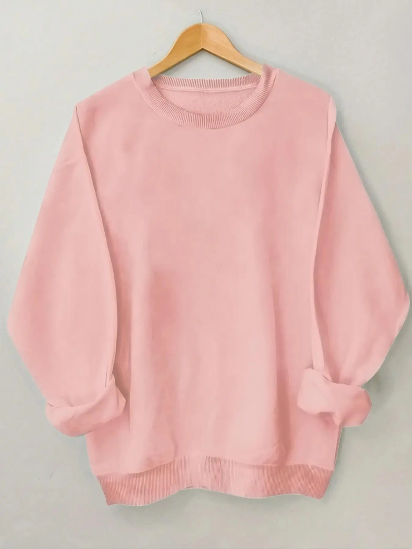 Women's Plain Basic Round Neck Sweatshirt Tops, Casual Drop Shoulder Long Sleeve Pullover for Daily Wear, Ladies Clothes for All Seasons, Womenswear