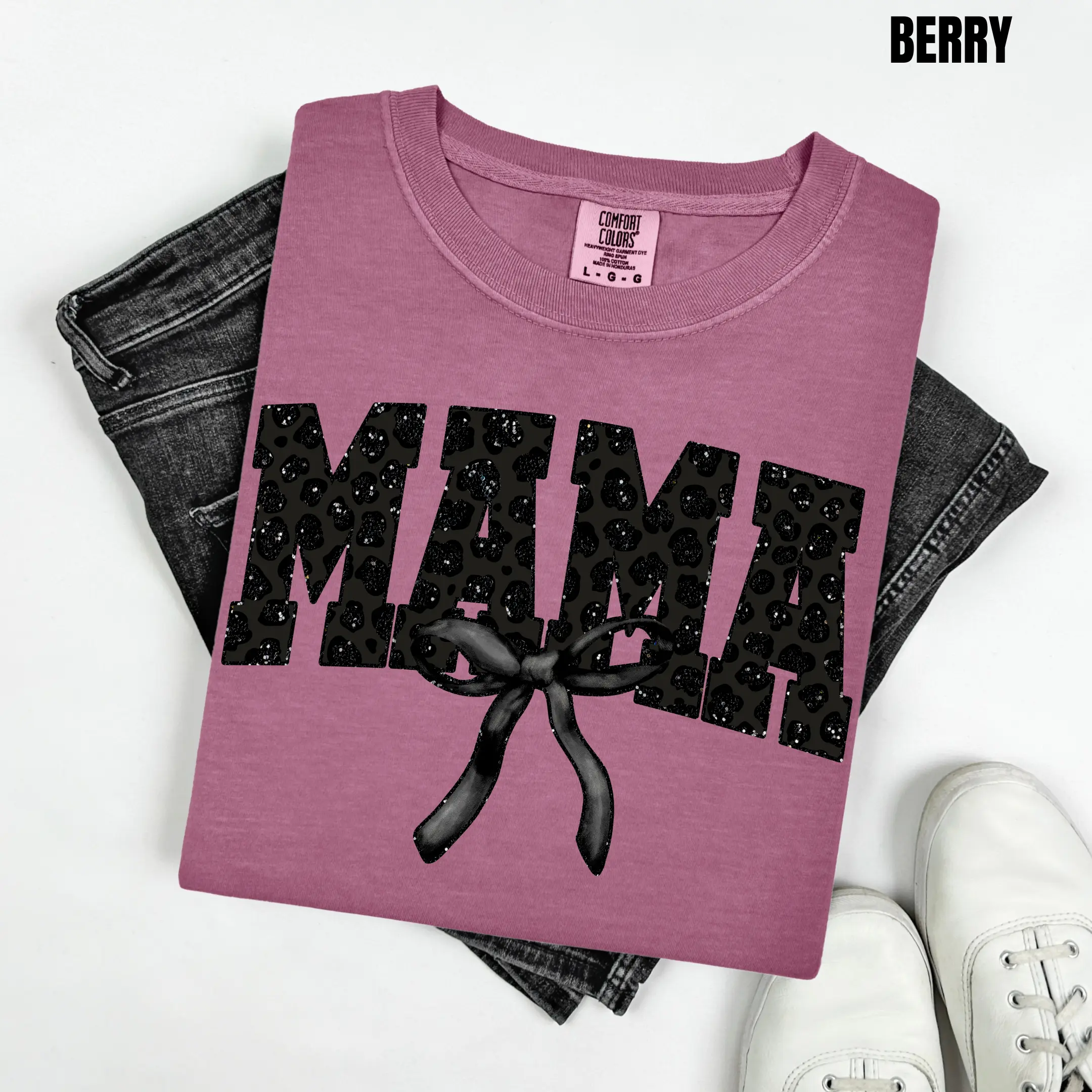 Black Leopard Mama Comfort Colors T-Shirt 'NLB'
