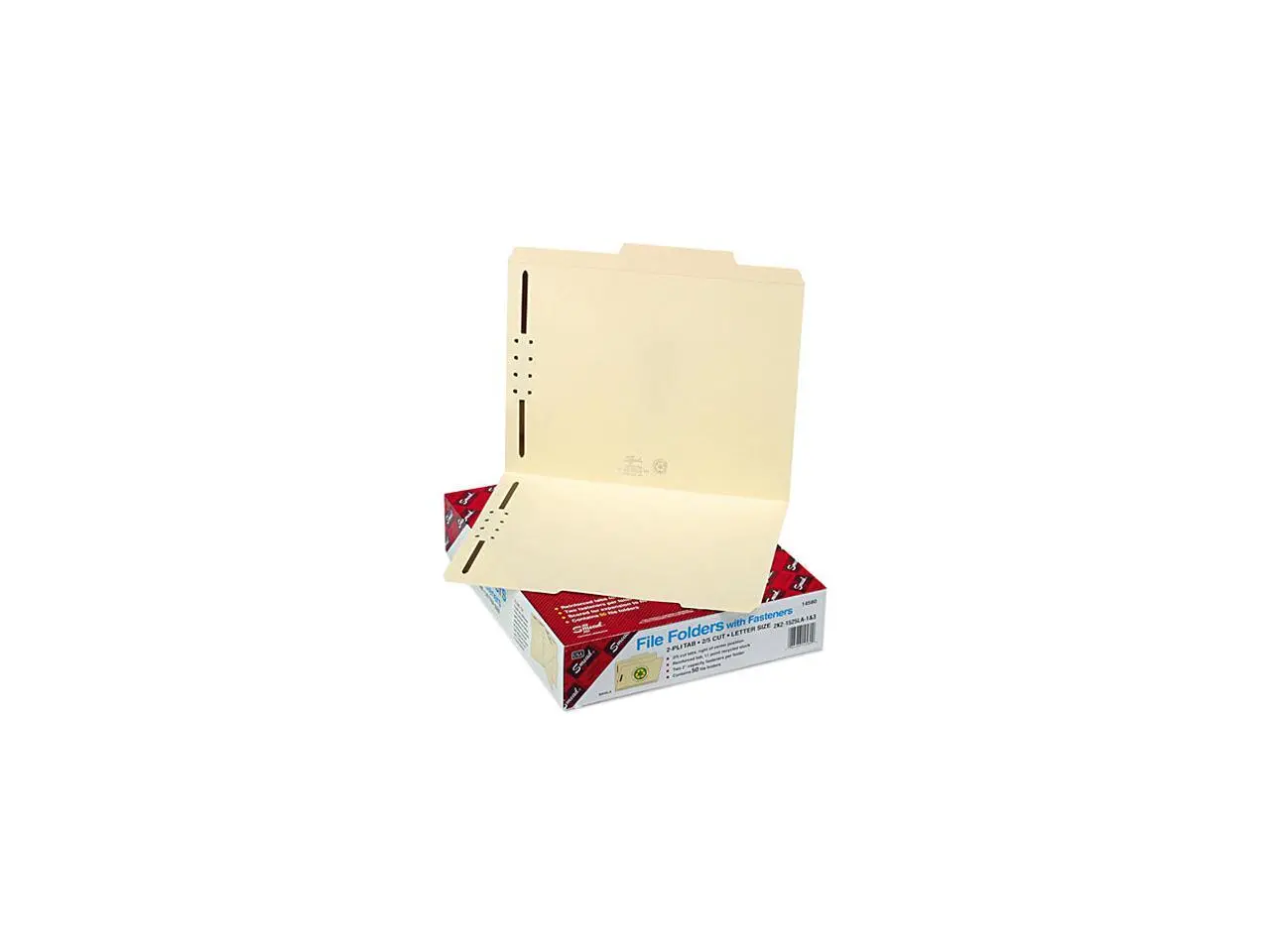 Smead 14580 Folder, Two Fasteners, 2/5 Cut Right Center, Top Tab, Letter, Manila, 50/Box