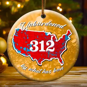 2024 Election Map Christmas Ornament, Donald Trump Wins 312 Election Map, American Pride Ceramic Stone Ornament, Keepsake Gift