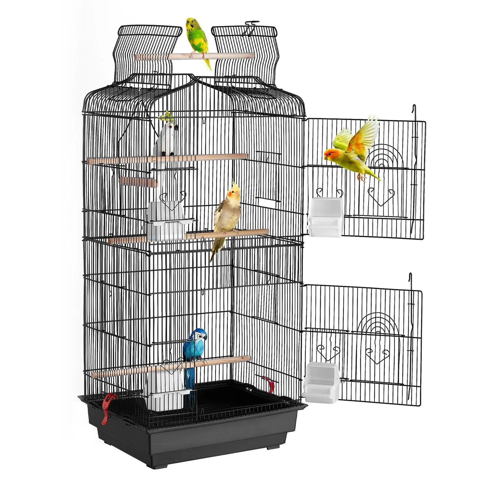 【Summerfinds】VEVOR 39 in Hanging Iron Bird Cage with Bird Perches for Cockatiels, Parakeets, Bird Perches For Cage
