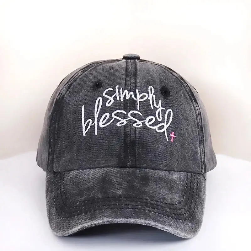 "Simply Blessed" Distressed Ball Cap