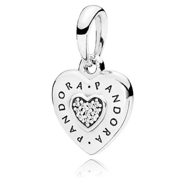 PANDORA Signature Heart Pendant - Clear CZ - 397376CZ