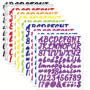 10 Sheets/840pcs Colorful Letter and Number Stickers, Alphabet Stickers, Vinyl Self-Adhesive Waterproof Office Stickers Suitable for Office School and Home