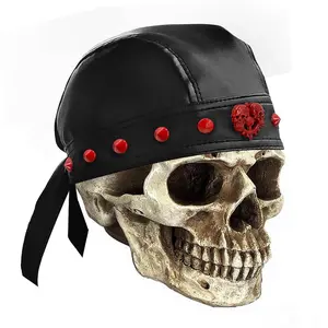 Rocker Bandana Head Wrap Du Doo Do Rag Hat Red Skull Rivet Cycling Cap Men/Women