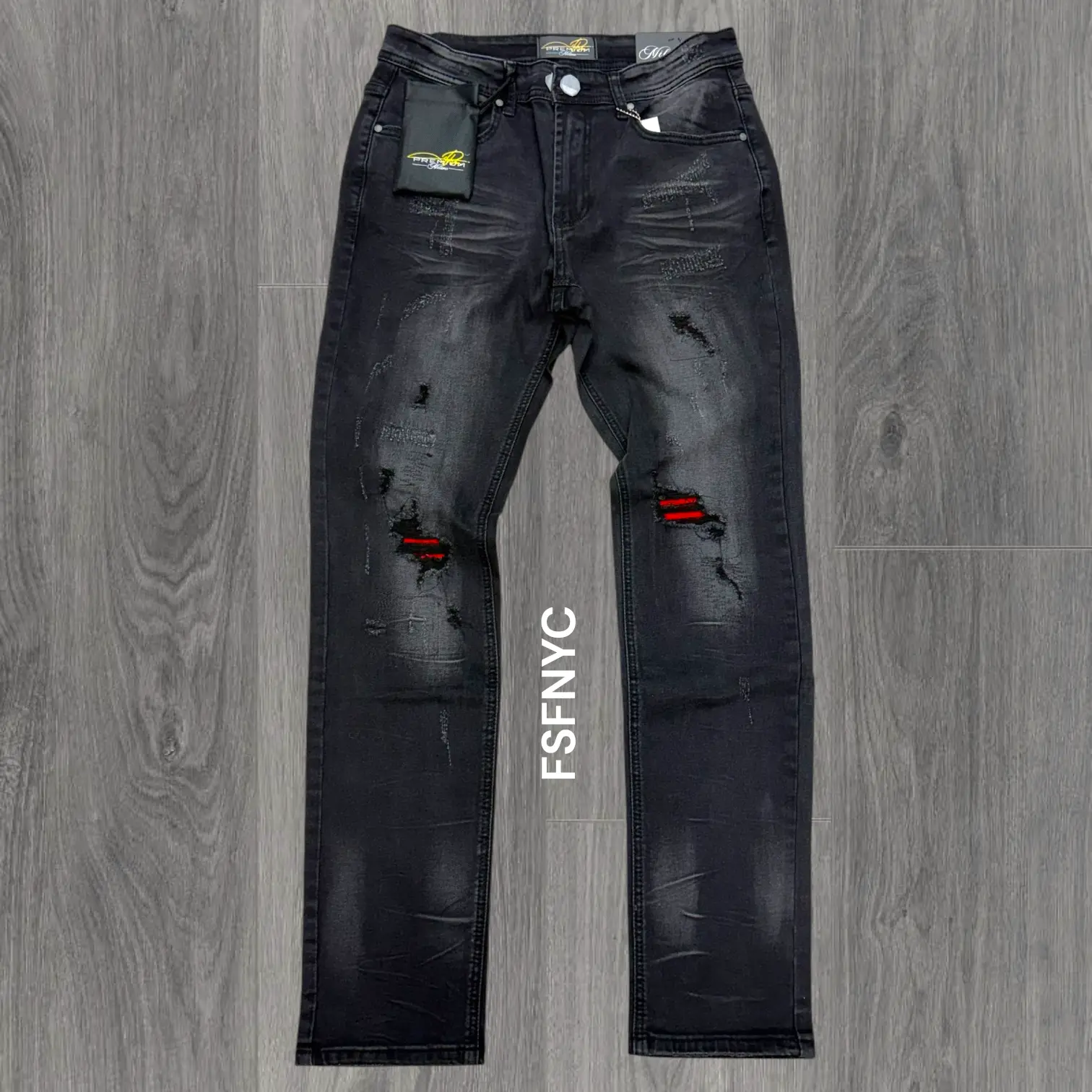 Milano - Slim fit Denim w Red packing Denim - Black 002
