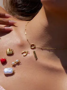 Ladies' Necklace Power Pearl Heart-Shaped Horseshoe-Shaped Pendant Series Diy Accessories Necklace, Stainless Steel 18k Gold-Plated Anti-Allergy Fun Style Perfect Festival Jewelry