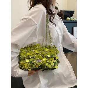 Adjustable Chain Shoulder Strap Sparkle Decor Shoulder Bag, Perfectly Matching With New Years Outfit