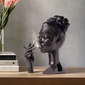 Smoking Woman Design Resin Statue, Modern Desktop Incense Burner Decor, Home Office Desk Decoration, Collectible Room Ornament, Incense Holder