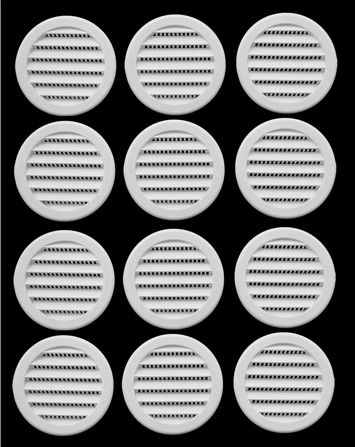 3" Round Plastic Louver Soffit Air Vent Reptile Screen Grille Cover (12, White)