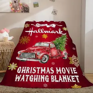 New Christmas Car Pattern Blanket, 1 Count Soft Comfortable Throw Blanket, Warm Napping Blanket for Home Office Travel Camping Dormitory,  Hallmark Comfy Blanket - Customer Favorite