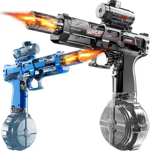 Electric Water Gun for Adults Kids, Automatic WaterGun with Led Light, Long Range Transparent Electric Squirt Gun Blaster Summer Outdoor Pool Party Toys Gifts for Boys Girls (Pistol 2Pack)