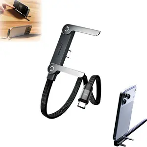 2026 New Side-Placed Phone Charger, Foldable Diverse Two-In-One Invisible Stand Charging Cable, 240w Fast Charge Cord for Smartphones & Tablets, Type C Charging, Super Fast Charger