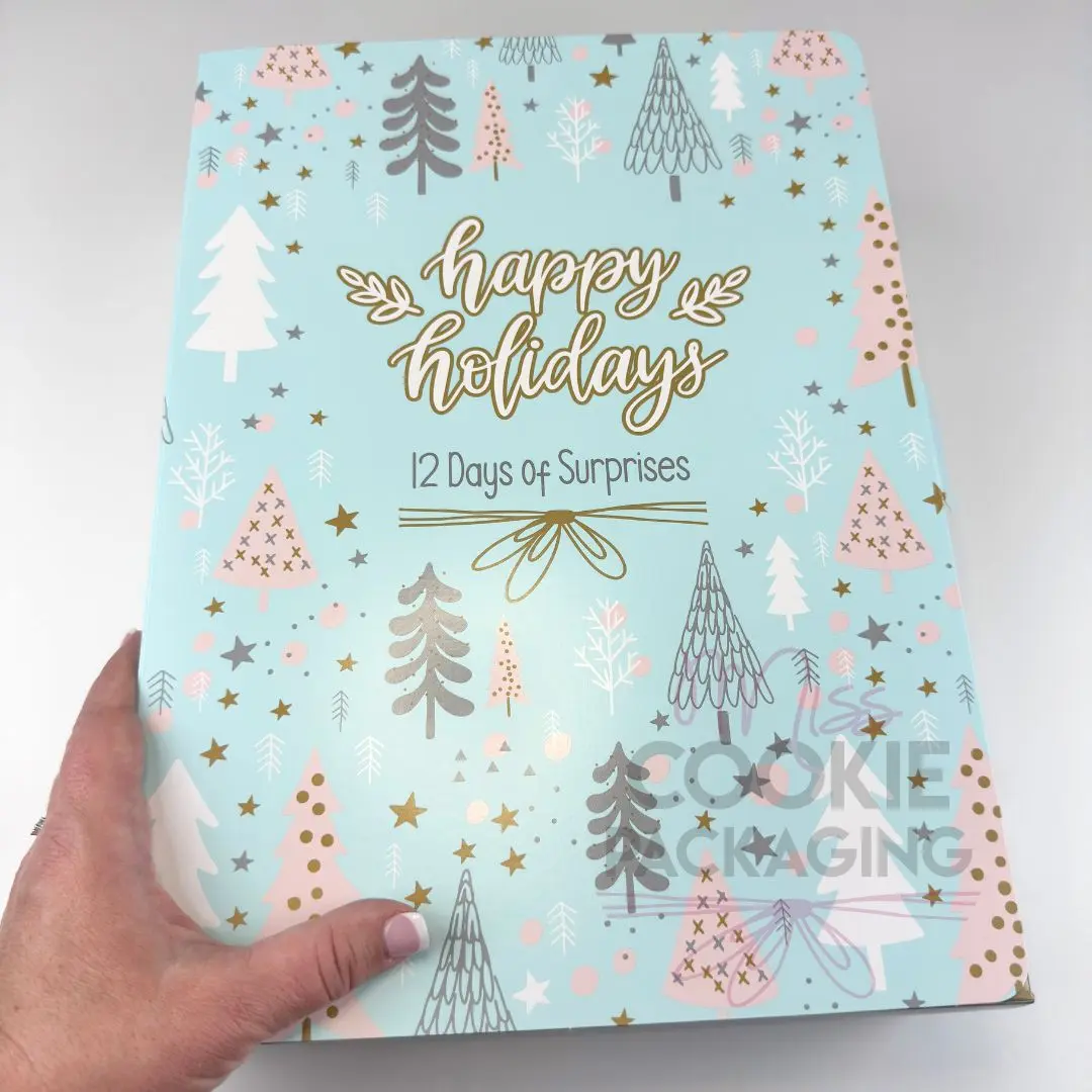 Set of 10 Fill It Yourself Empty Happy Holidays Gift Boxes with 10 White Internal Trays 12 Day DIY Calendar for Creative Gifting
