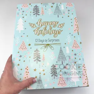 Set of 10 Fill It Yourself Empty Happy Holidays Gift Boxes with 10 White Internal Trays 12 Day DIY Calendar for Creative Gifting