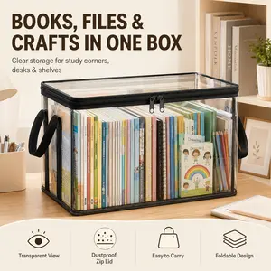 Large Clear Storage Bag with Zipper Lid, Dustproof PVC Organizer Tote for Stuffed Animals, Dolls, Clothes, Towels, Bedding, Closet, Kids Room & Playroom Storage
