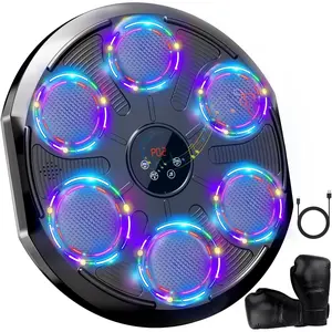 Music Boxing Machine for Adults Kids, Bluetooth Punching Machine With Gloves, Boxing Training Equipment Wall Mounted, 12 Modes & 12 Speeds,Electronic Boxing Pad Target for Home,Office,Gym (Upgrade)