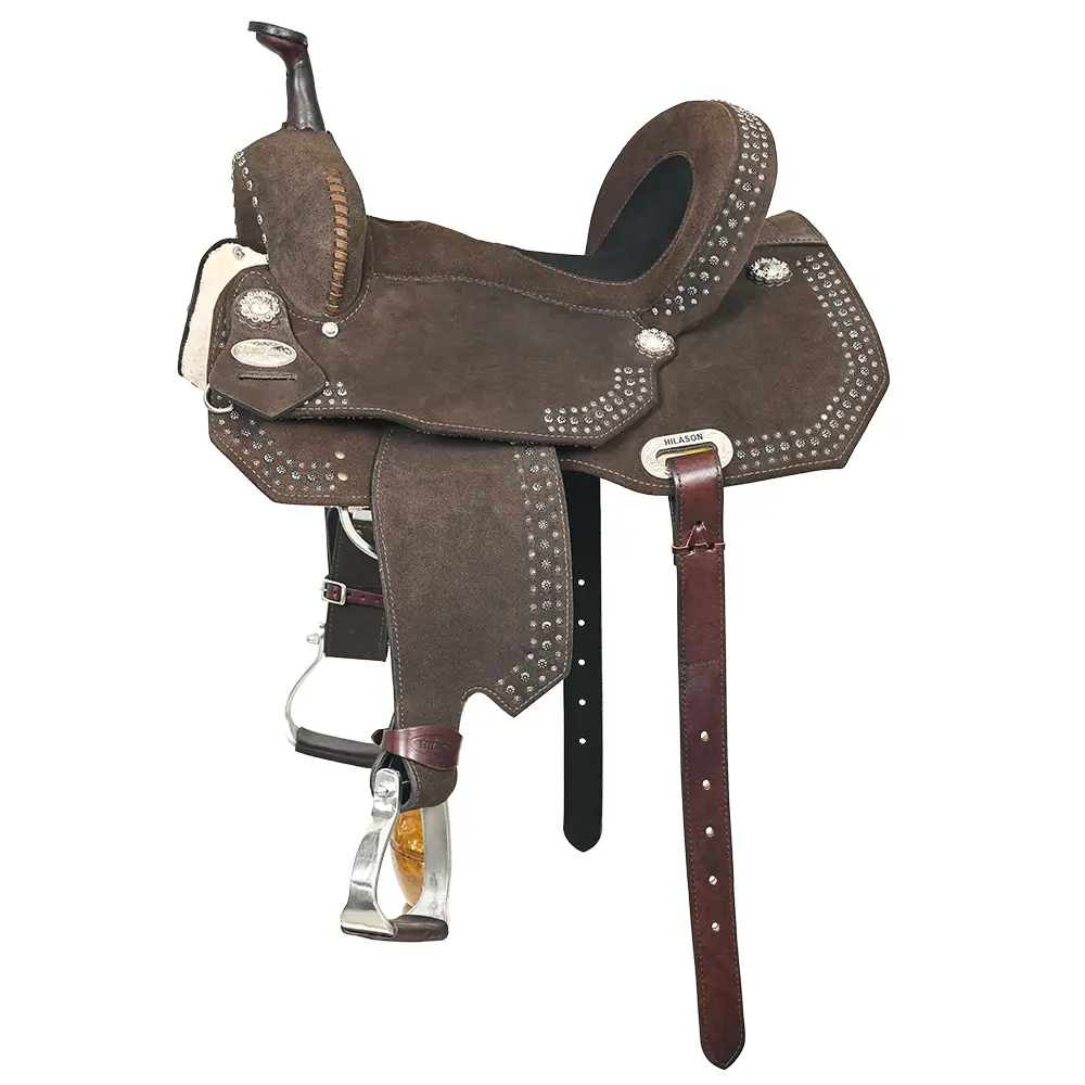 HILASON Flex Tree Western Horse Stud Trail Barrel American Leather Saddle Brown | for Horses
