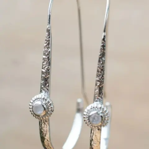 Handmade Hammered Silver Color Hoop Earrings for Women, Cubic Zirconia Dangle, Dangling Earrings, Boho Tribal Style, All-Seasons Accessories Gift, CZ Earrings, Boho Style Jewelry