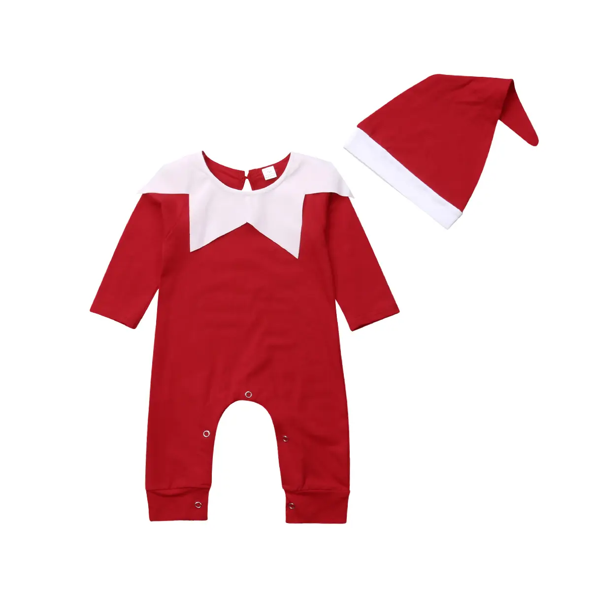 Infant Baby Clothing - Christmas Elf-Santa Claus Long-Sleeve Romper with Santa Hat for Newborns (Kids' Fashion Top), Clothes