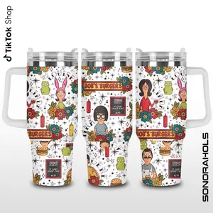 Bob's Burgers 40oz Tumbler, Cartoon Family Cup, Custom Burger Menu Stainless Steel Travel Mug