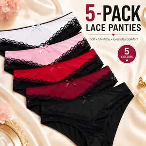 5-Pack Women’s Sexy Lace Trim Panties | Super Flattering & Breathable | Your New Favorite Underwear