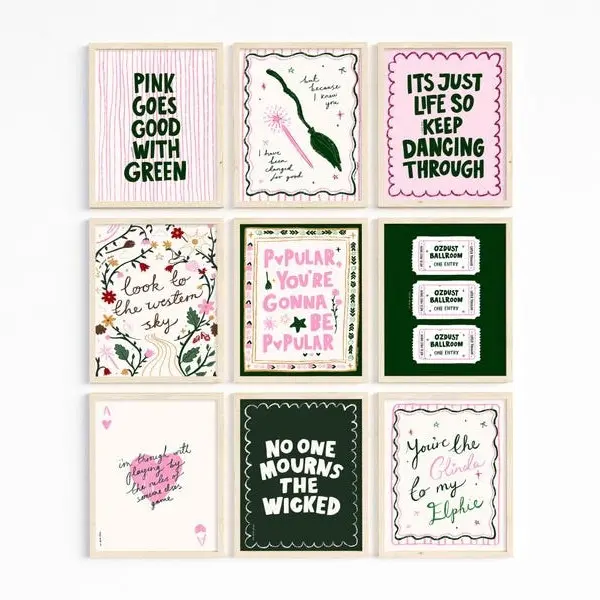 [All Design] Dancing Through Life Print Poster, Changed For Good, Pink Goes Good With Green Art, Movie Theatre Broadway Print Poster,Quotes Print Posters, Glinda Wicked Movie Sheet Music Art, glinda good witch, for good, wall art print, witches (NO FRAME)