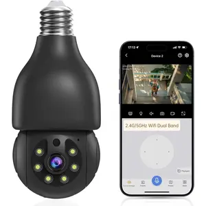 Light Bulb Security Camera 5G/2.4G WiFi Light Socket Security Cameras Wireless Outdoor 2K Light Bulb Camera, AI Motion Detection Cameras for Home Security Outside,Smart Security Camera Work with Alexa