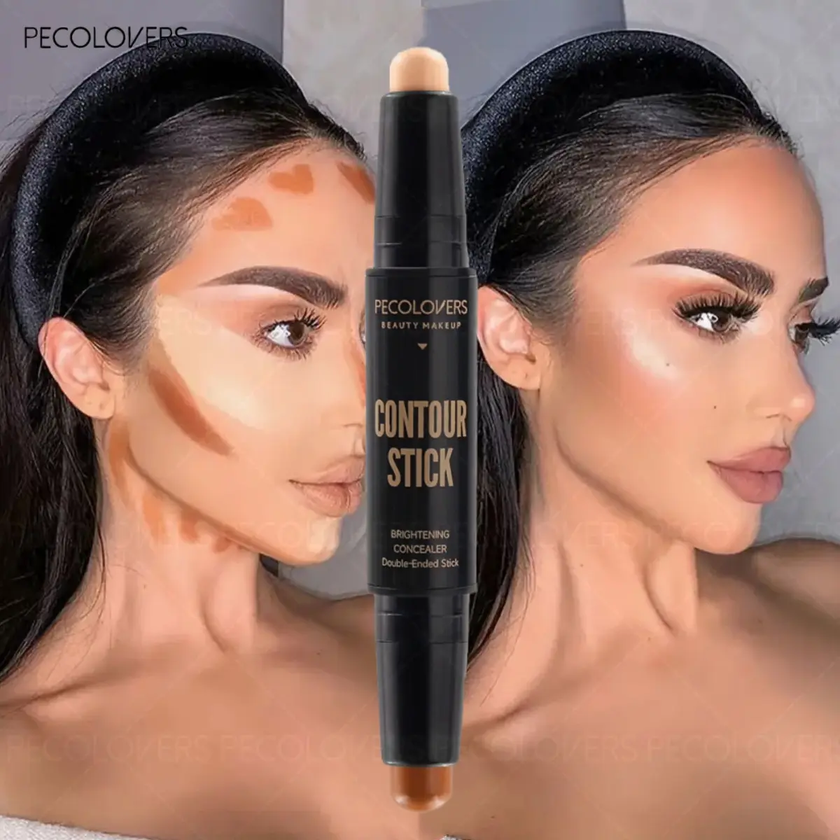 Waterproof Contour Concealer Stick Double-head Brightening Contouring Buildable Bronzer Stick Natural Bronzed Glow Moisturizing Facial Contouring Makeup Bronzing Stick Perfect Valentine's Day Mother's Day Gift for Women
