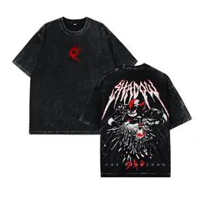 Shadow The Hedgehog Metal Washed T-Shirt Dark Anime Streetwear Tee Vintage Graphic Oversized Distressed Shirt Gothic Style Unisex