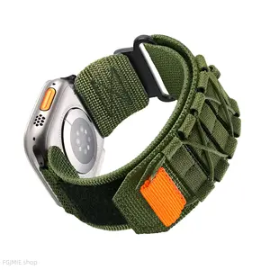 Universal watch strap compatible with 20 mm and 22 mm watches; nylon braided loop canvas sports strap